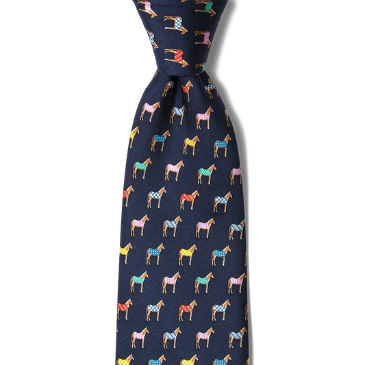 Silk Equestrian Necktie - Navy