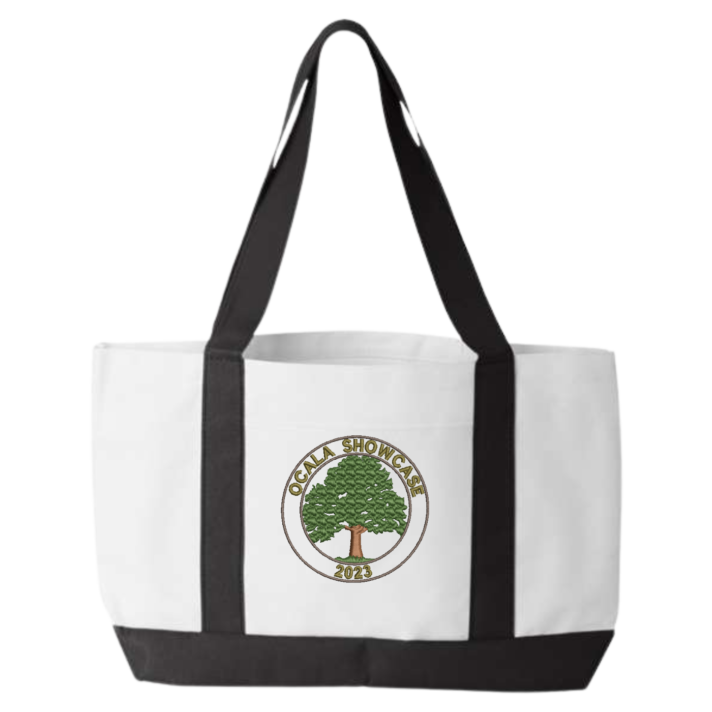 Embroidered Ocala Showcase 2023 Tote Bag Black/White MyRacehorse Shop