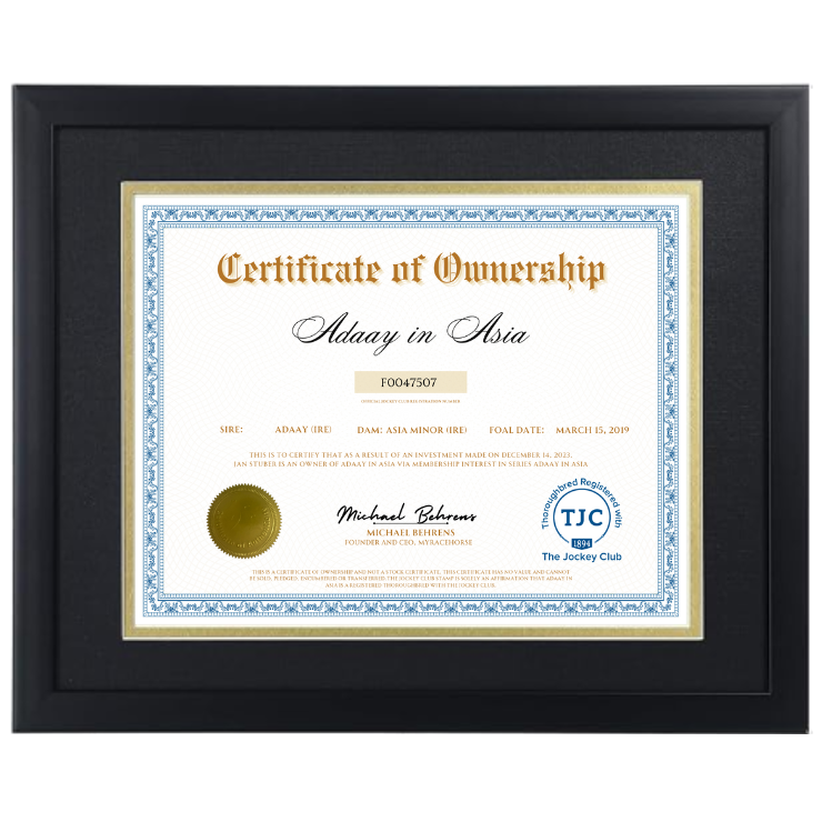Adaay in Asia Certificate of Ownership