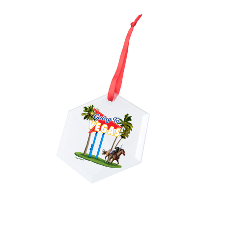 Going to Vegas Hexagonal Glass Ornament