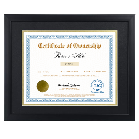 Rosie's Alibi Certificate of Ownership