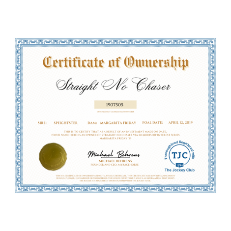 Straight No Chaser Certificate of Ownership