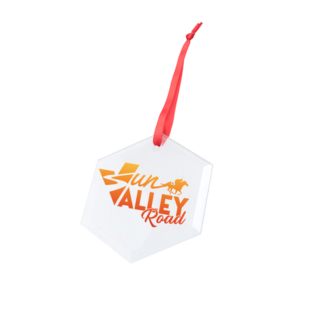 Sun Valley Road Hexagonal Glass Ornament