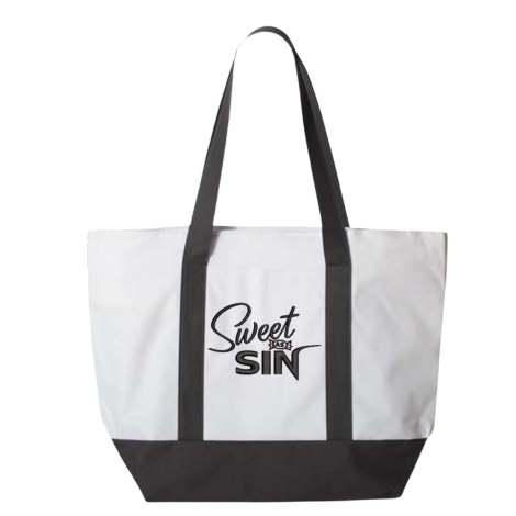 Sweet as Sin Embroidered Tote Bag