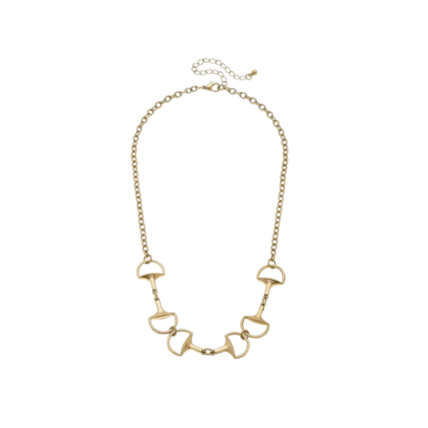 Horsebit Chain Link Necklace in Worn Gold
