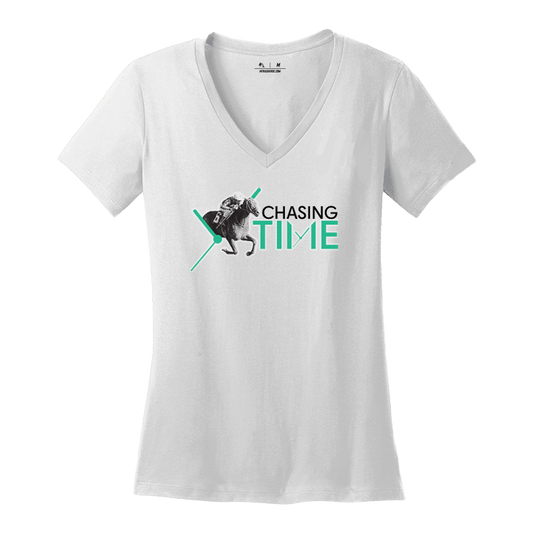 Crossing the Wire Chasing Time Women's V Neck T-Shirt
