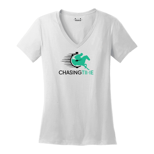 Graphic Chasing Time Women's V Neck T-Shirt
